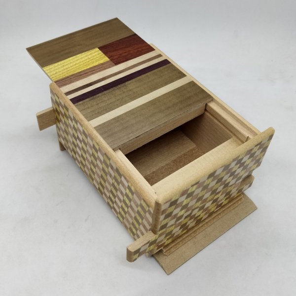 Photo2: 27 steps Creative yosegi 4.2 sun Japanese puzzle box Himitsu-bako 202509 (2)