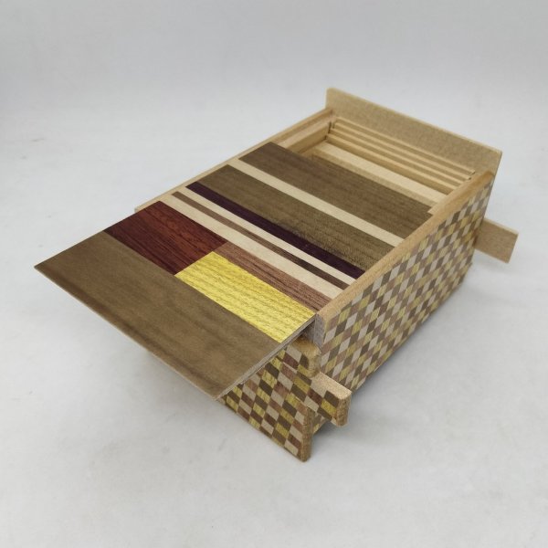 Photo5: 27 steps Creative yosegi 4.2 sun Japanese puzzle box Himitsu-bako 202509 (5)