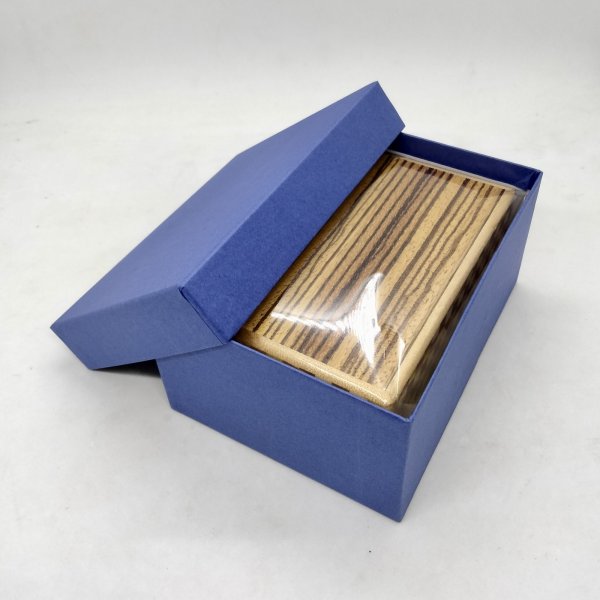 Photo6: 27 steps Zebra wood/Ichimatsu 4 sun Japanese puzzle box Himitsu-bako (6)