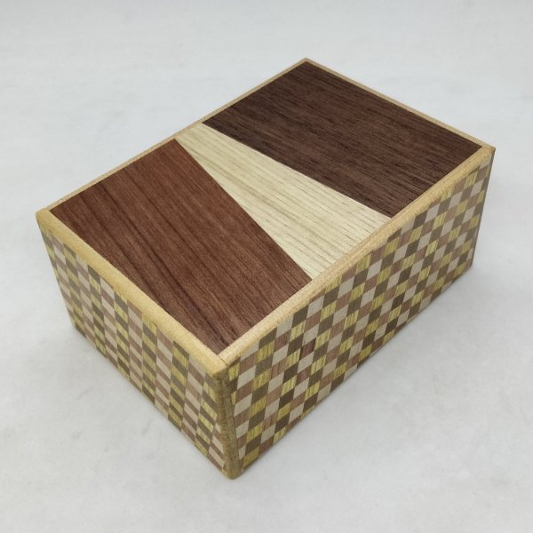 Photo1: 27 steps Random-grain/ichimatsu 4 sun Japanese puzzle box Himitsu-bako rgi42702 (1)