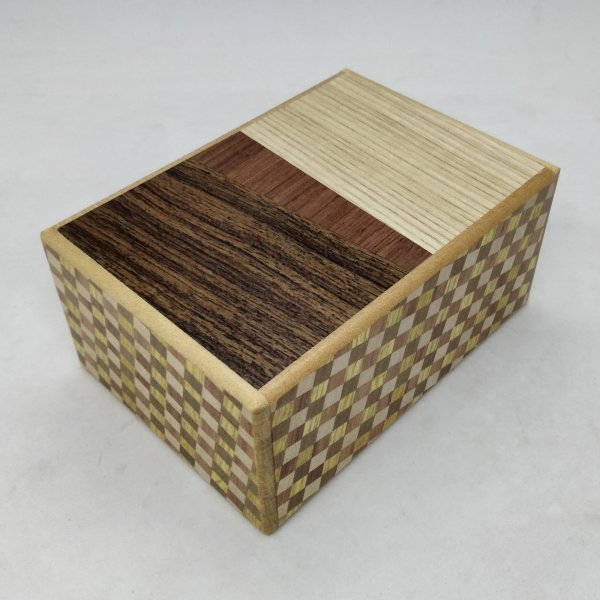 Photo2: Drawer 10 steps Random-grain/Ichimatsu 4 sun Japanese puzzle box Himitsu-bako (2)