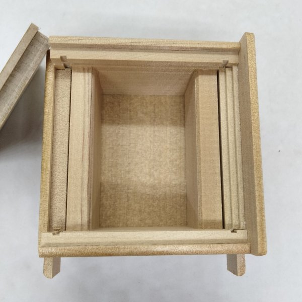 Photo5: Square 18 steps Random-grain/ichimatsu Japanese puzzle box Himitsu-bako 01 (5)