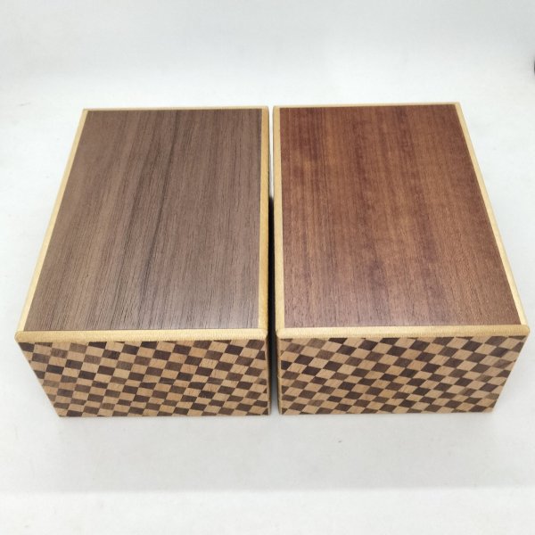 Photo5: 14 steps Yosegi (top panel)/Ichimatsu 5 sun Japanese puzzle box Himitsu-bako (5)