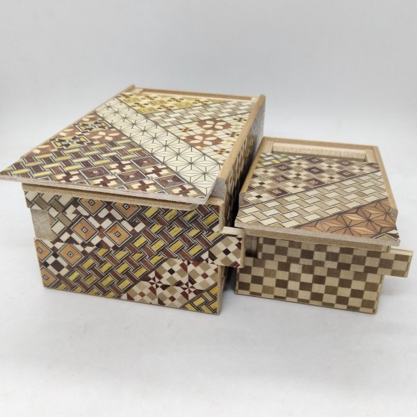 Photo9: Nested 14 steps/7 steps (5sun/3.4sun) Yosegi Japanese puzzle box Himitsu-bako (9)