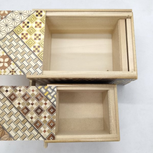 Photo5: Nested 14 steps/7 steps (5sun/3.4sun) Yosegi Japanese puzzle box Himitsu-bako (5)