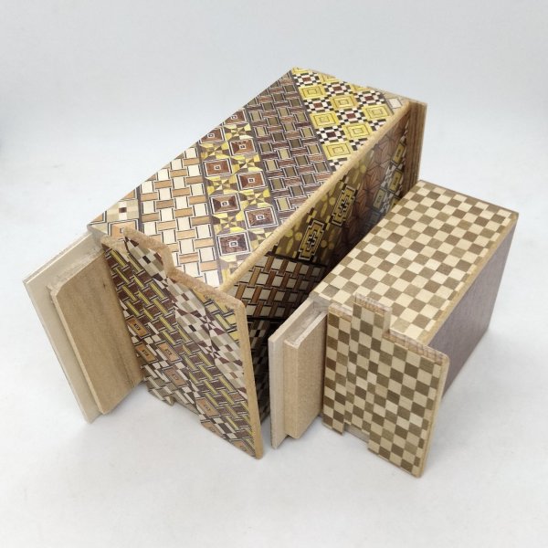 Photo7: Nested 14 steps/7 steps (5sun/3.4sun) Yosegi Japanese puzzle box Himitsu-bako (7)