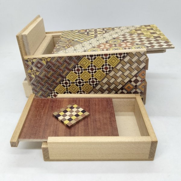 Photo7: Drawer 10 steps Nested-box yosegi 5 sun Japanese puzzle box Himitsu-bako (7)