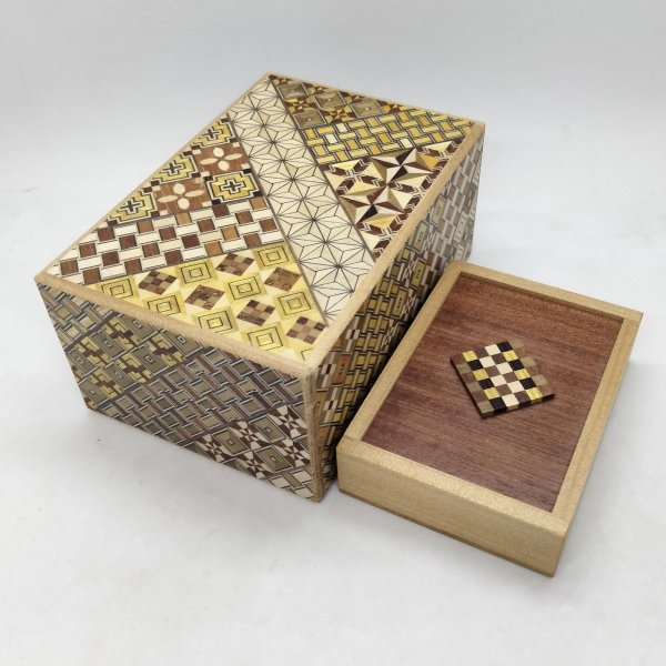 Photo8: Drawer 10 steps Nested-box yosegi 5 sun Japanese puzzle box Himitsu-bako (8)