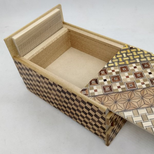Photo4: Drawer 10 steps yosegi/Ichimatsu 5 sun Japanese puzzle box Himitsu-bako (4)