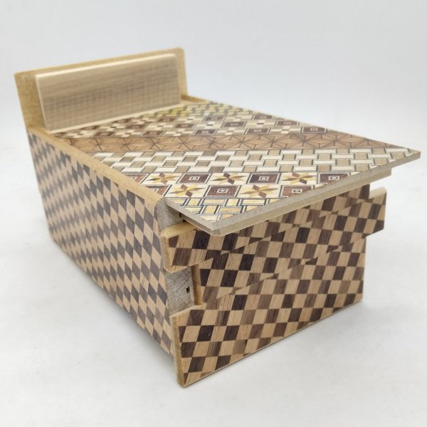 Photo8: Drawer 10 steps yosegi/Ichimatsu 5 sun Japanese puzzle box Himitsu-bako (8)