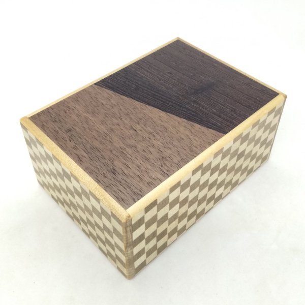 Photo2: 14 steps Random grain/Ichimatsu 4 sun Japanese puzzle box Himitsu-bako (2)