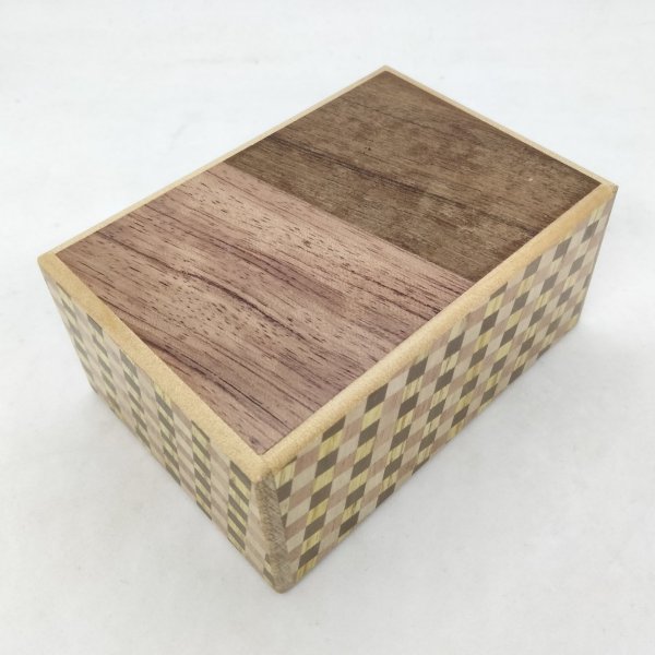 Photo1: 14 steps Teak/Bubinga wood 4 sun Japanese puzzle box Himitsu-bako (1)
