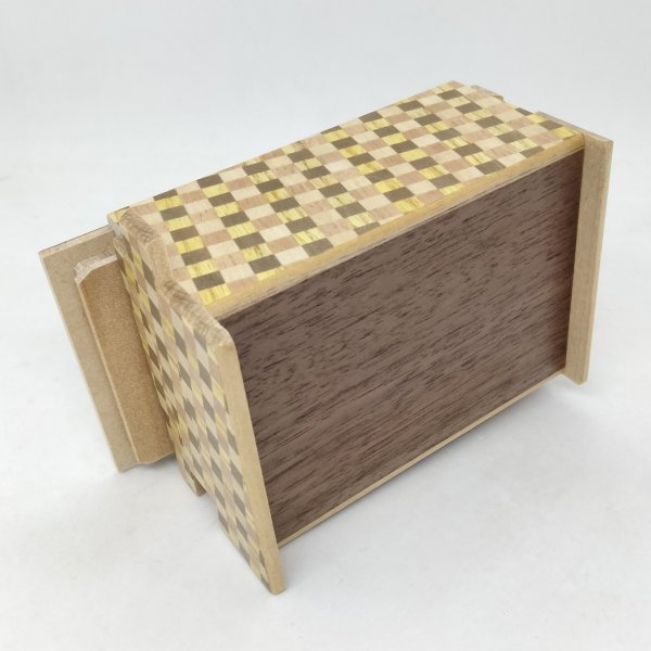 Photo3: 14 steps Teak/Bubinga wood 4 sun Japanese puzzle box Himitsu-bako (3)