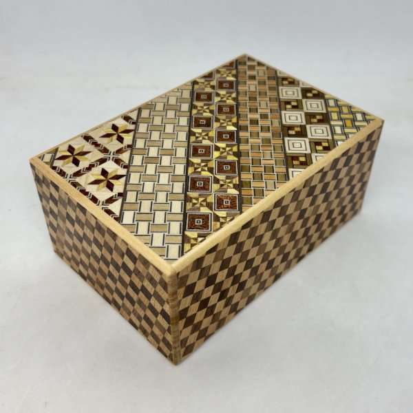 Photo6: Drawer 10 steps yosegi/Ichimatsu 5 sun Japanese puzzle box Himitsu-bako (6)