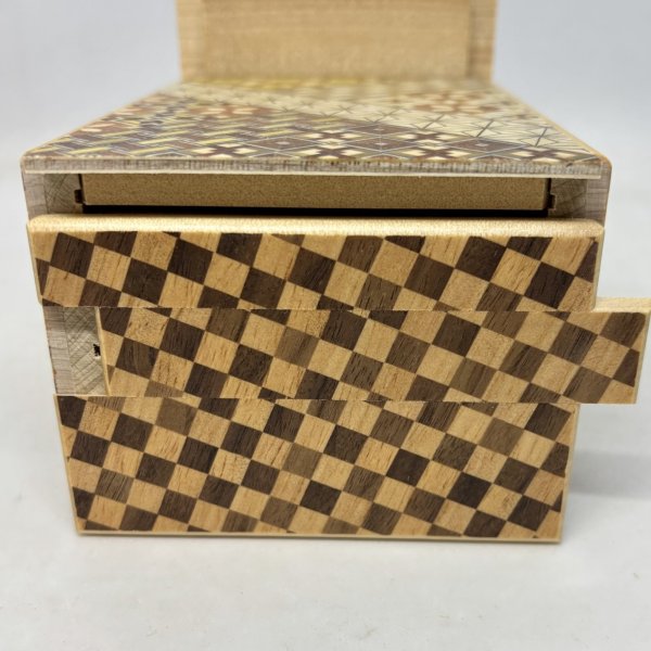 Photo8: Drawer 10 steps Nested-box yosegi/Ichimatsu 5 sun Japanese puzzle box Himitsu-bako (8)