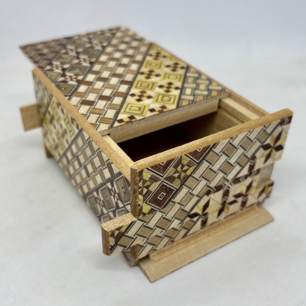 Photo4: 21 steps Yosegi 4 sun Japanese puzzle box Himitsu-bako (4)