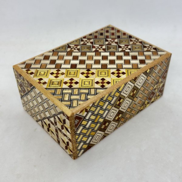 Photo1: 21 steps Yosegi 4 sun Japanese puzzle box Himitsu-bako (1)