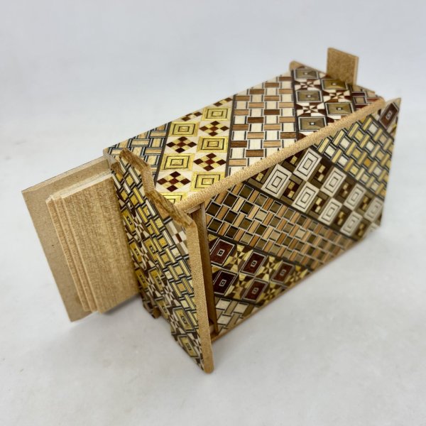 Photo5: 21 steps Yosegi 4 sun Japanese puzzle box Himitsu-bako (5)