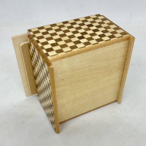 Photo3: The knock box 5 steps Yosegi/Ichimatsu Square Japanese puzzle box Himitsu-bako (3)