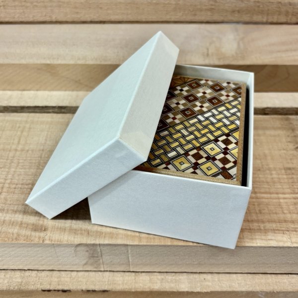 Photo8: 11 steps Yosegi/Ichimatsu 11cm/4inch Japanese puzzle box Himitsu-bako (8)