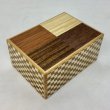 Photo3: 4-compartment 4-wood design Ichimatsu Japanese puzzle box Himitsu-bako  (3)