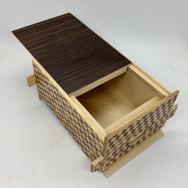 Photo6: 36 steps Rosewood.Ichimatsu 5.3 sun Japanese puzzle box Himitsu-bako (6)