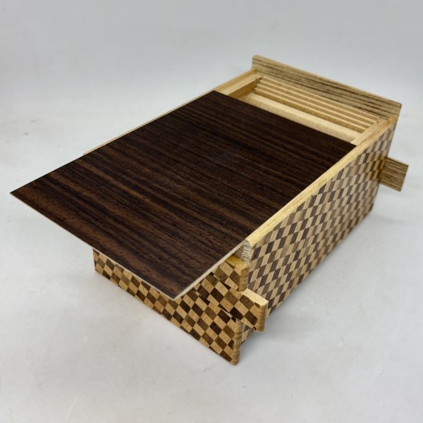 Photo2: 36 steps Rosewood.Ichimatsu 5.3 sun Japanese puzzle box Himitsu-bako (2)