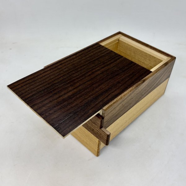 Photo1: 7 steps Rosewood.Walnut wood 5 sun Japanese puzzle box Himitsu-bako (1)