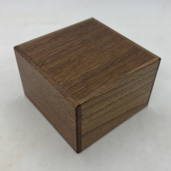 Photo1: Square 14 steps Walnut wood Japanese puzzle box Himitsu-bako (1)