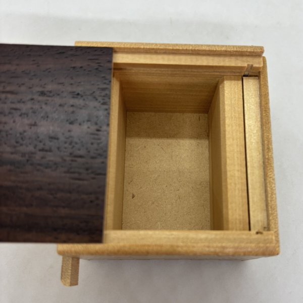 Photo4: Square 14 steps Rosewood.Ichimatsu Japanese puzzle box Himitsu-bako (4)