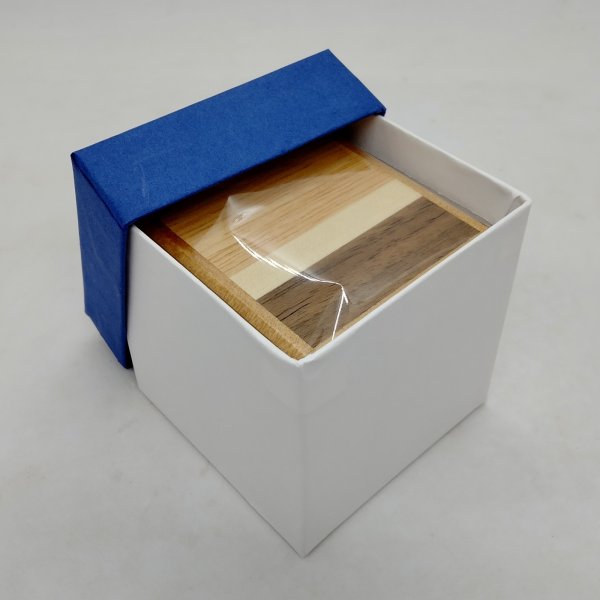 Photo7: 4 steps Natural wood Cube 2 sun Japanese puzzle box Himitsu-bako (7)