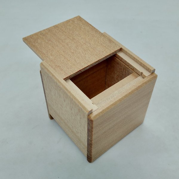 Photo6: 4 steps Agathis-wood Cube 2 sun Japanese puzzle box Himitsu-bako (6)