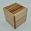 Photo1: 4 steps Zebra-wood.Agathis-wood Cube 2 sun Japanese puzzle box Himitsu-bako (1)