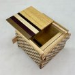 Photo2: Square 14 steps Natural wood/Ichimatsu Japanese puzzle box Himitsu-bako 20269-02 (2)
