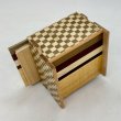 Photo3: Square 14 steps Natural wood/Ichimatsu Japanese puzzle box Himitsu-bako 20269-02 (3)