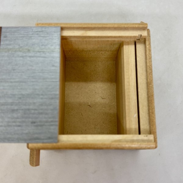 Photo4: Square 14 steps Random-grain/Ichimatsu Japanese puzzle box Himitsu-bako 20269 (4)