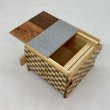 Photo2: Square 14 steps Random-grain/Ichimatsu Japanese puzzle box Himitsu-bako 20269 (2)
