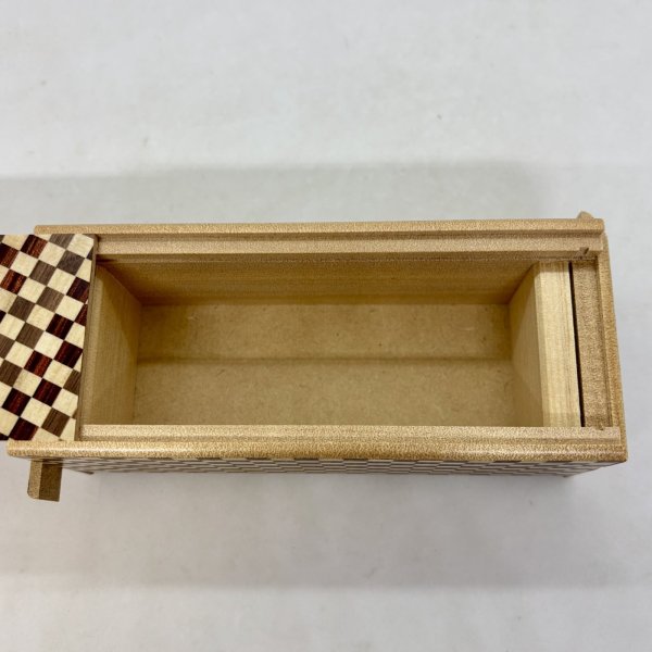 Photo5: Slim 14 steps Ichimatsu Japanese Puzzle Box Himitsubako (5)