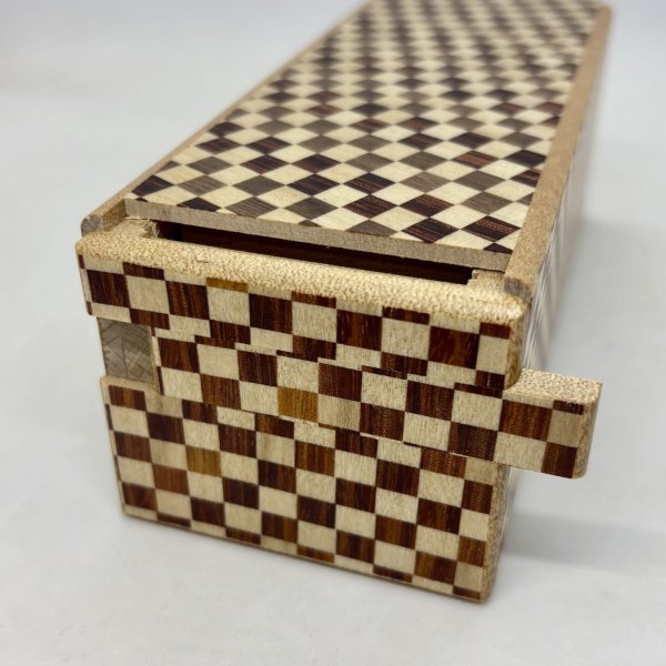 Photo6: Slim 14 steps Ichimatsu Japanese Puzzle Box Himitsubako (6)