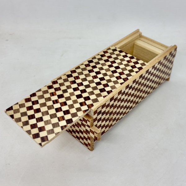 Photo1: Slim 14 steps Ichimatsu Japanese Puzzle Box Himitsubako (1)