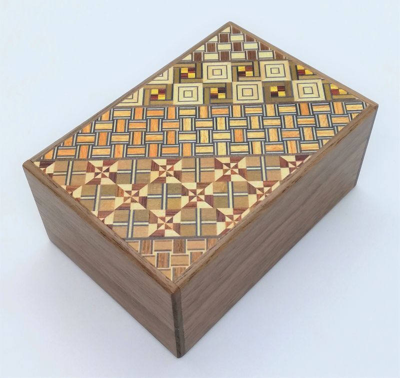 Japanese Yosegi Puzzle Box 4-Sun 14 Moves by Uncommon Treasures 