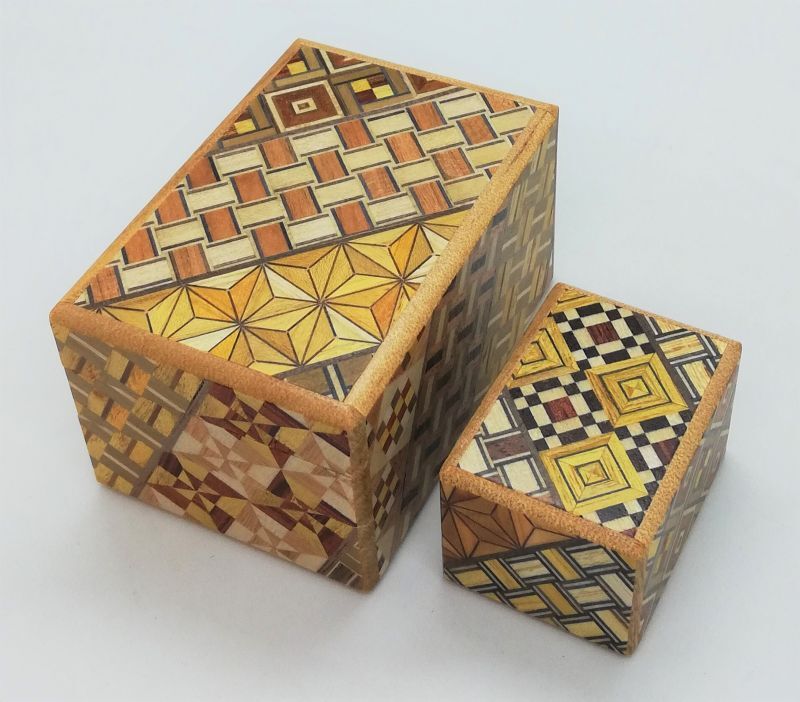Japanese Wooden Yosegi Magic Secret Puzzle Trick Box 10 Step HK123 Made in Japan 