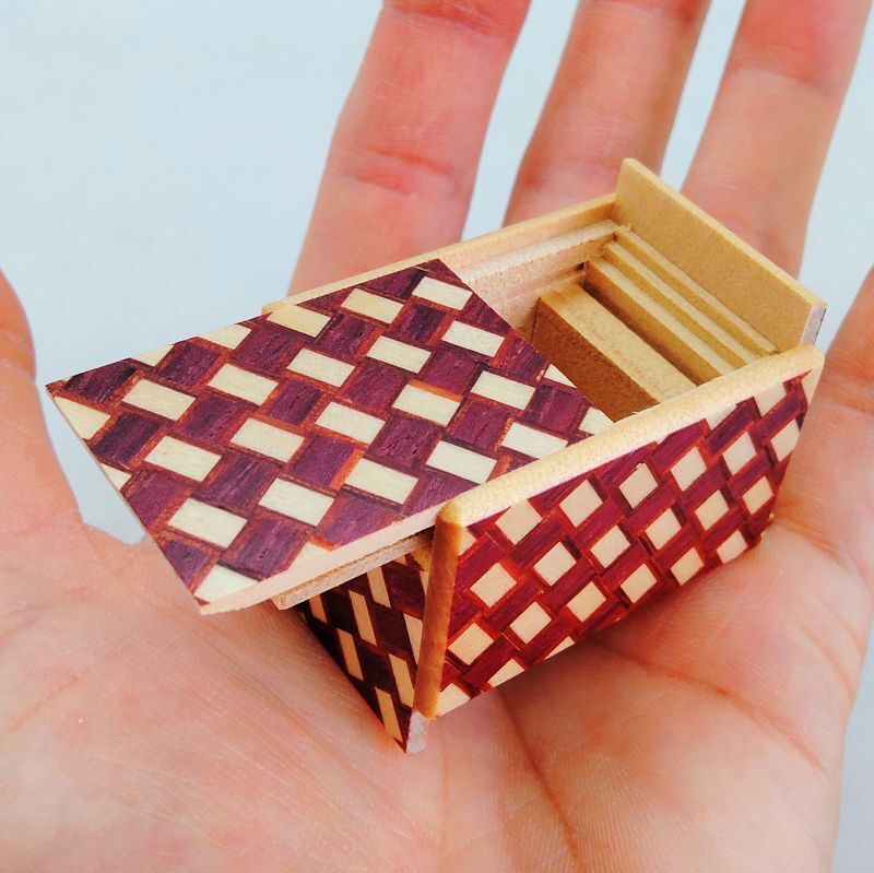 14 steps Kuzushi Mame 1 sun Japanese puzzle box Himitsu-bako Traditional  style